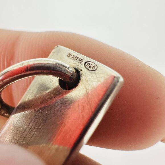 Gucci 925 Sterling Silver Rectangle Bar Pendant Charm Made In Italy Designer - Picture 4 of 7